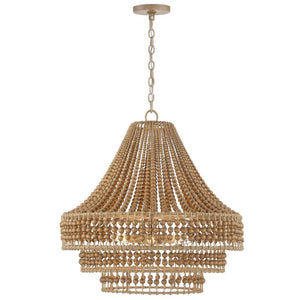 Lampadario a più livelli con perline in legno